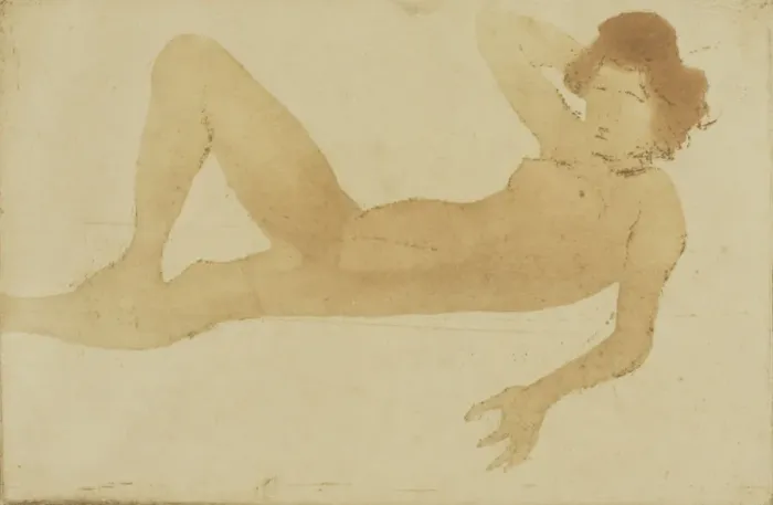 Framed Print : Reclining Nude Woman, 1902. Creator: Theophile Alexandre Steinlen Framed Print : Reclining Nude Woman, 1902. Creator: Theophile Alexandre Steinlen