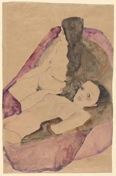 Two Reclining Nudes, 1911. Creator: Schiele, Egon (1890-1918)