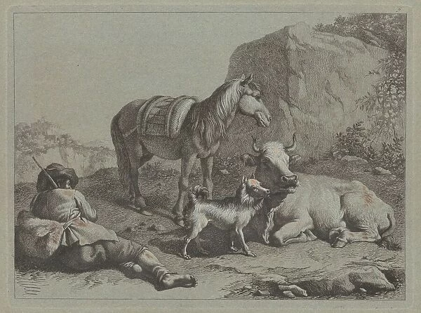 Reclining Shepherd with a Sack, c. 1763. Creator: Francesco Londonio