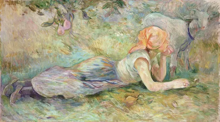 Framed Print : Reclining shepherdess, 1891 Framed Print : Reclining shepherdess, 1891