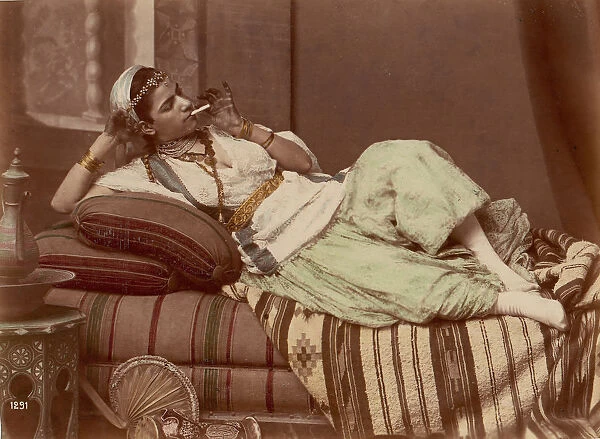 Reclining Woman Smoking, 1870-90. Creator: Unknown