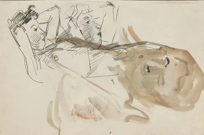 Framed Print : Two reclining women and a woman's head, 1875-1934. Creator: Isaac Lazerus Israels Framed Print : Two reclining women and a woman's head, 1875-1934. Creator: Isaac Lazerus Israels