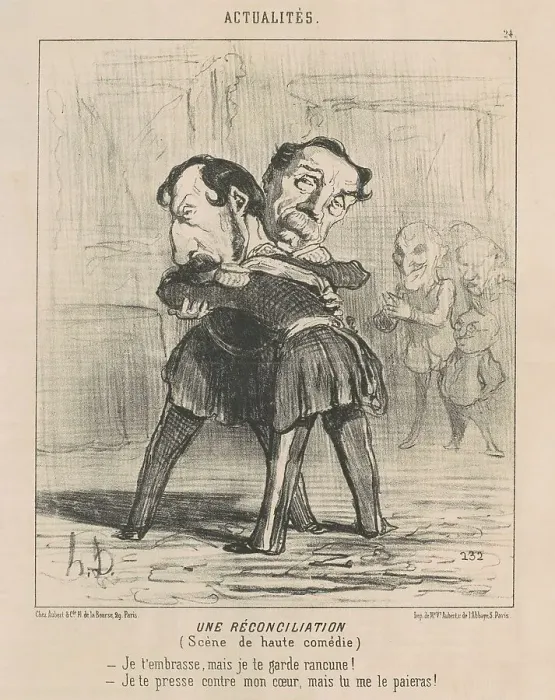 Framed Print : Un réconciliation, scène de haute comédie... 19th century. Creator: Honore Daumier Framed Print : Un réconciliation, scène de haute comédie... 19th century. Creator: Honore Daumier