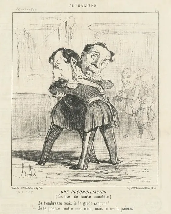 Framed Print : Un réconciliation, scène de haute comédie... 19th century. Creator: Honore Daumier Framed Print : Un réconciliation, scène de haute comédie... 19th century. Creator: Honore Daumier