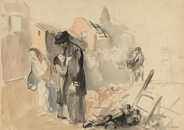 Framed Print : Reconquered Territory (recto), c. 1919. Creator: Jean Louis Forain (French, 1852-1931) Framed Print : Reconquered Territory (recto), c. 1919. Creator: Jean Louis Forain (French, 1852-1931)