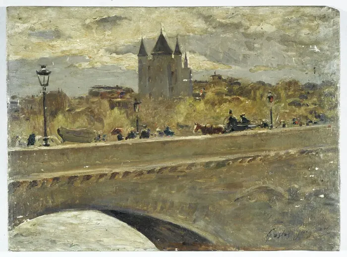 Framed Print : Reconstruction of the tower of Temple prison for the 1889 exhibition, view of the Pont d'Iéna, 1889. Creator: Alexandre Gaston Guignard Framed Print : Reconstruction of the tower of Temple prison for the 1889 exhibition, view of the Pont d'Iéna, 1889. Creator: Alexandre Gaston Guignard