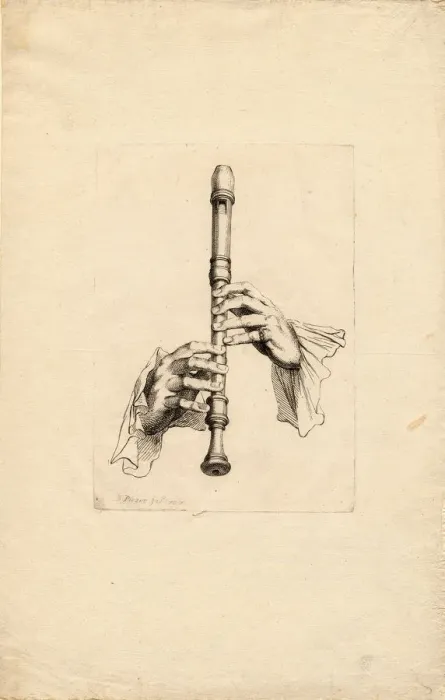 Framed Print : Recorder Players Hands, um 1700. Artist: Picart, Bernard (1673?1733) Framed Print : Recorder Players Hands, um 1700. Artist: Picart, Bernard (1673?1733)