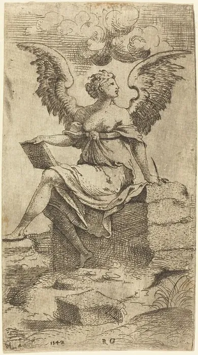 Framed Print : The Recording Angel, 1542. Creator: Master RG Framed Print : The Recording Angel, 1542. Creator: Master RG