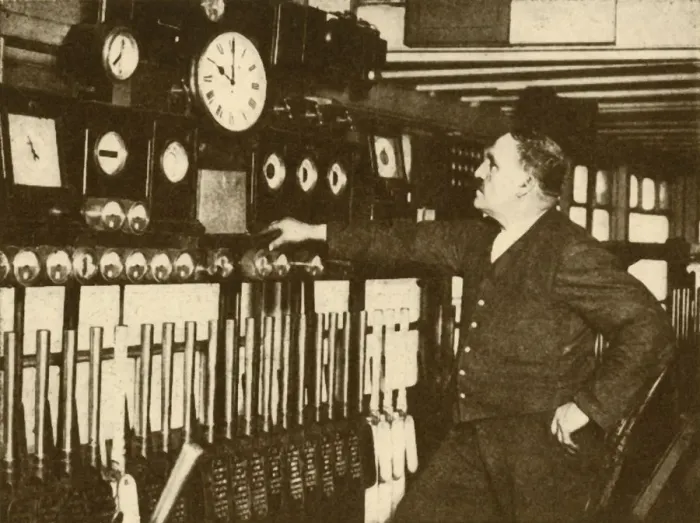 Framed Print : Recording Daily Time Signal at Liverpool Street Station, London and North Eastern Railway, 1930
