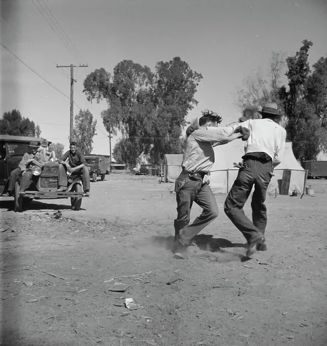 Framed Print : Recreation in a migratory agricultural workers camp near Holtville, California, 1937. Creator: Dorothea Lange Framed Print : Recreation in a migratory agricultural workers camp near Holtville, California, 1937. Creator: Dorothea Lange