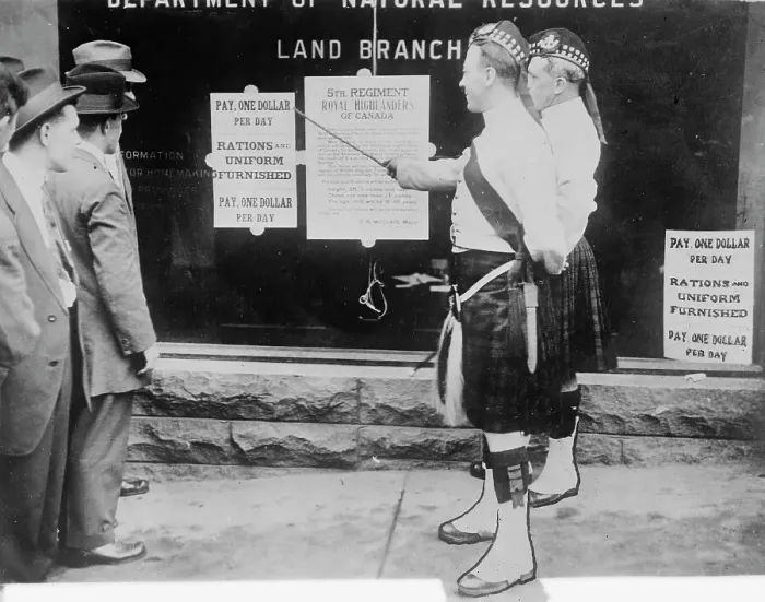 Framed Print : Recruiting, Montreal, 1914. Creator: Bain News Service Framed Print : Recruiting, Montreal, 1914. Creator: Bain News Service