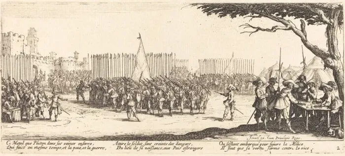 Framed Print : Recruitment of Troops, c. 1633. Creator: Jacques Callot Framed Print : Recruitment of Troops, c. 1633. Creator: Jacques Callot