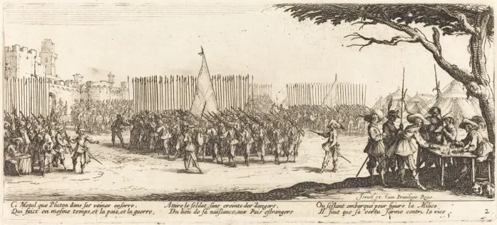 Framed Print : Recruitment of Troops, c. 1633. Creator: Jacques Callot Framed Print : Recruitment of Troops, c. 1633. Creator: Jacques Callot