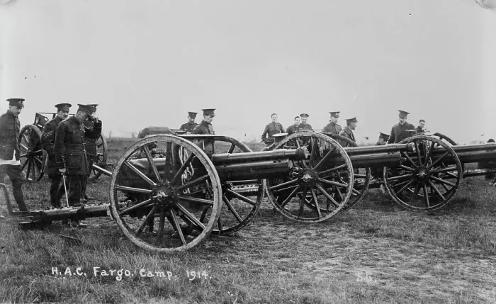 Framed Print : Recruits, Aldershot, H.A.C. Fargo Camp. 1914, 1914. Creator: Bain News Service Framed Print : Recruits, Aldershot, H.A.C. Fargo Camp. 1914, 1914. Creator: Bain News Service
