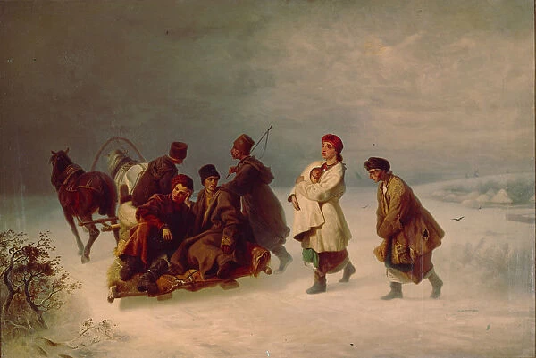 The Recruits Farewell, 1860. Artist: Sokolov, Ivan Ivanovich (1823-1918)