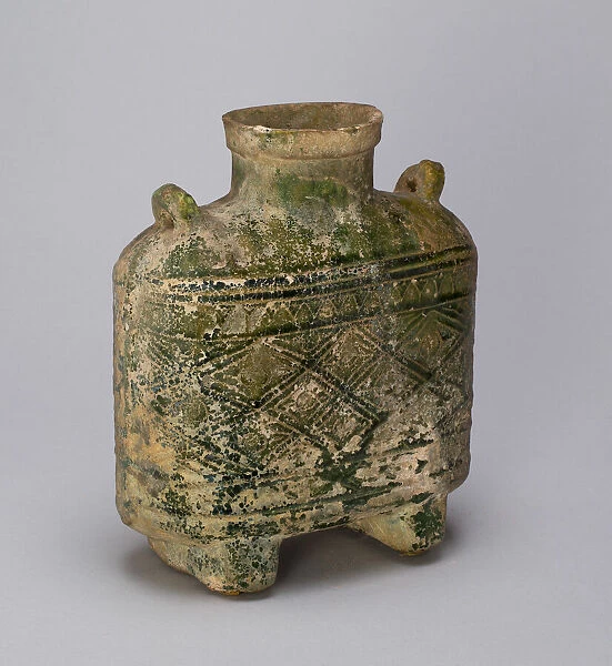 Rectangular Bottle with Loop Handles, Eastern Han dynasty (A. D. 25-220). Creator: Unknown