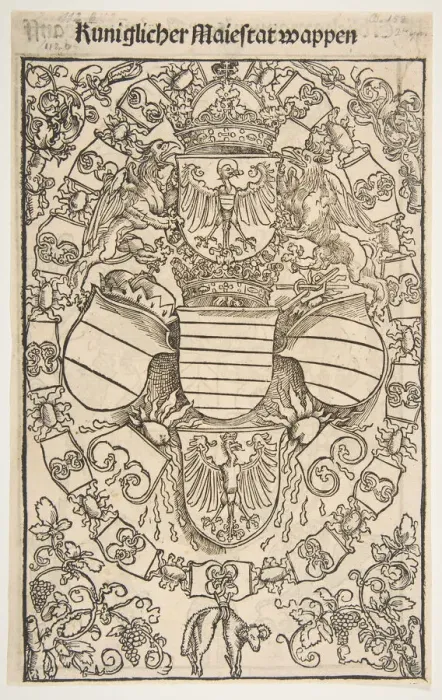 Framed Print : Recto: Coat of Arms of Maximilian I as King of the Romans; verso Framed Print : Recto: Coat of Arms of Maximilian I as King of the Romans; verso