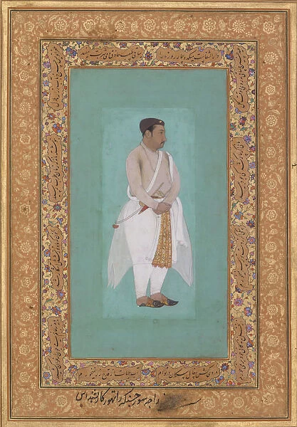 recto: Portrait of Raja Suraj Singh Rathor, verso: Page of Calligraphy
