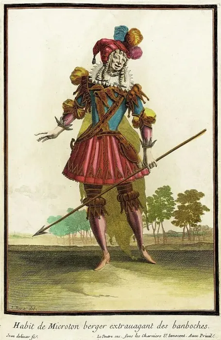 Framed Print : Recueil des modes de la cour de France, Habit de Microton Berger Extravagant des... 1703-1704. Creators: Jacques Le Pautre, Jean Doliver, Jean Berain Framed Print : Recueil des modes de la cour de France, Habit de Microton Berger Extravagant des... 1703-1704. Creators: Jacques Le Pautre, Jean Doliver, Jean Berain