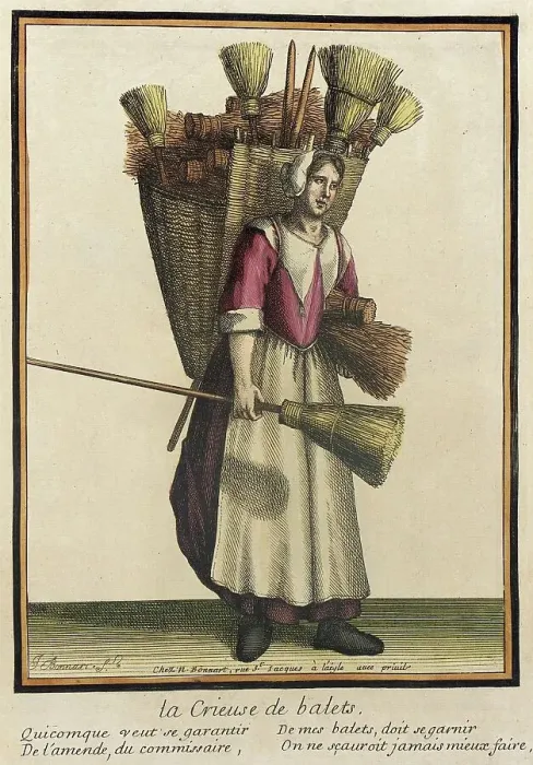 Framed Print : Recueil des modes de la cour de France, La Crieuse de Balets, after 1674. Creators: Jean-Baptiste Bonnart, Nicolas Bonnart Framed Print : Recueil des modes de la cour de France, La Crieuse de Balets, after 1674. Creators: Jean-Baptiste Bonnart, Nicolas Bonnart