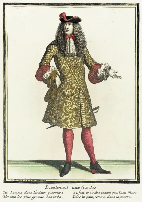 Framed Print : Recueil des modes de la cour de France, Lieutenant aux Gardes, Bound 1703-1704. Creator: Henri Bonnart Framed Print : Recueil des modes de la cour de France, Lieutenant aux Gardes, Bound 1703-1704. Creator: Henri Bonnart