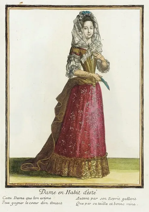 Framed Print : Recueil des modes de la cour de France, Dame en Habit d'Esté, Bound 1703-1704. Creator: Henri Bonnart Framed Print : Recueil des modes de la cour de France, Dame en Habit d'Esté, Bound 1703-1704. Creator: Henri Bonnart