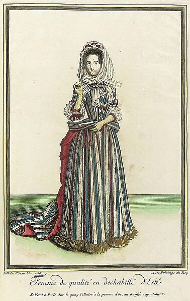 Recueil des modes de la cour de France, Femme de Qualité en Deshabillé d'Esté, 1684. Creator: Jean de Dieu