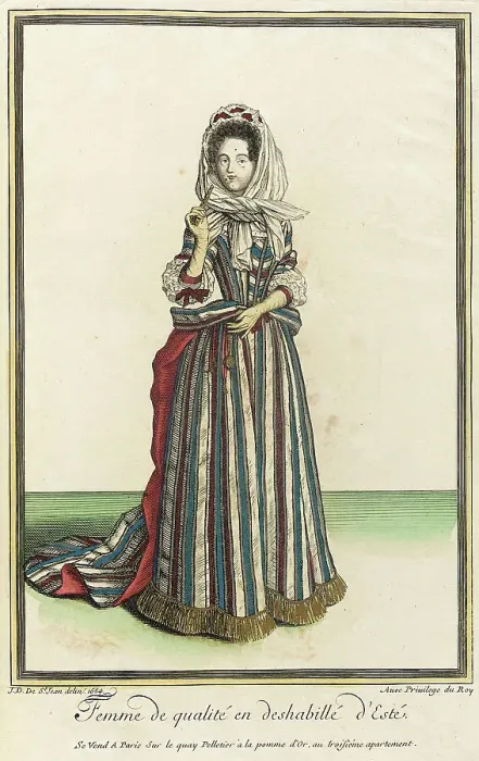 Framed Print : Recueil des modes de la cour de France, Femme de Qualité en Deshabillé d'Esté, 1684. Creator: Jean de Dieu Framed Print : Recueil des modes de la cour de France, Femme de Qualité en Deshabillé d'Esté, 1684. Creator: Jean de Dieu