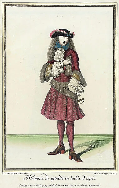 Recueil des modes de la cour de France, Homme de Qualité en Habit d'Espée, 1683. Creator: Jean de Dieu