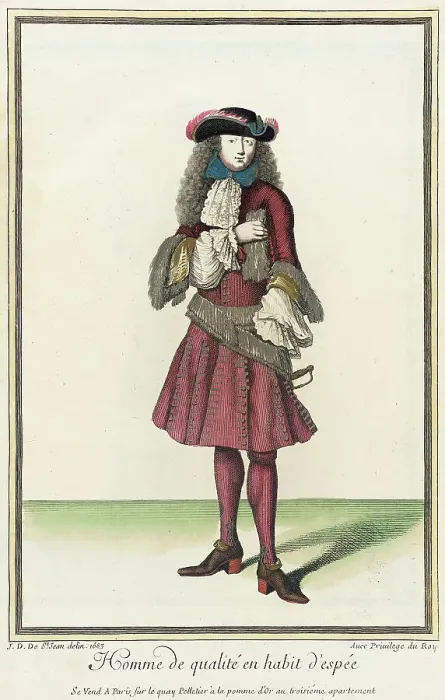 Framed Print : Recueil des modes de la cour de France, Homme de Qualité en Habit d'Espée, 1683. Creator: Jean de Dieu Framed Print : Recueil des modes de la cour de France, Homme de Qualité en Habit d'Espée, 1683. Creator: Jean de Dieu