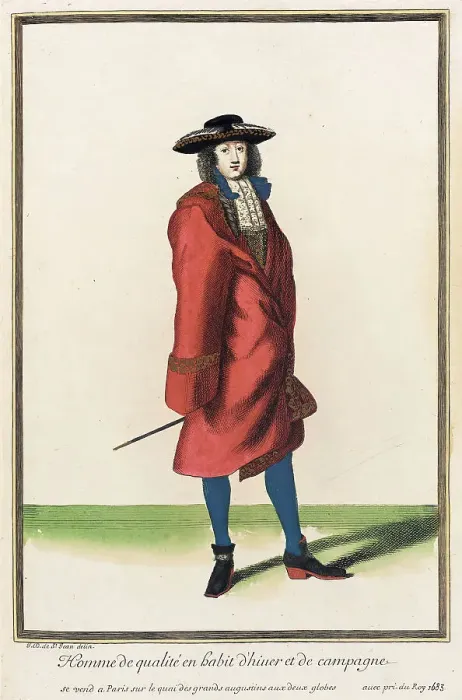 Framed Print : Recueil des modes de la cour de France, Homme de Qualité en Habit d'Hiuer et de Campagne, 1683. Creator: Jean de Dieu Framed Print : Recueil des modes de la cour de France, Homme de Qualité en Habit d'Hiuer et de Campagne, 1683. Creator: Jean de Dieu
