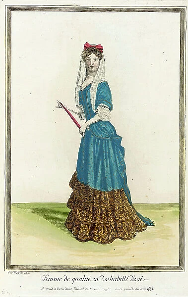 Recueil des modes de la cour de France, Femme de Qualité en Deshabillé d'Esté, 1683. Creator: Jean de Dieu