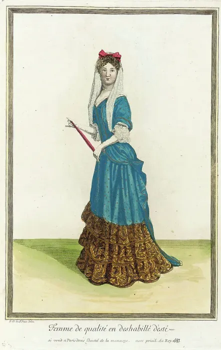 Framed Print : Recueil des modes de la cour de France, Femme de Qualité en Deshabillé d'Esté, 1683. Creator: Jean de Dieu Framed Print : Recueil des modes de la cour de France, Femme de Qualité en Deshabillé d'Esté, 1683. Creator: Jean de Dieu