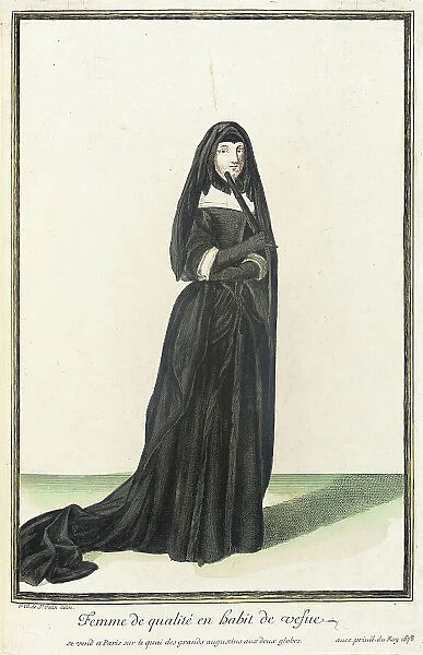 Recueil des modes de la cour de France, Femme de Qualité en Habit de Vefue, 1678. Creator: Jean de Dieu
