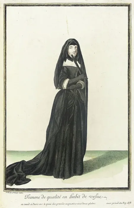 Framed Print : Recueil des modes de la cour de France, Femme de Qualité en Habit de Vefue, 1678. Creator: Jean de Dieu Framed Print : Recueil des modes de la cour de France, Femme de Qualité en Habit de Vefue, 1678. Creator: Jean de Dieu
