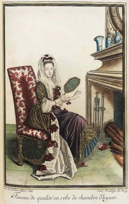 Framed Print : Recueil des modes de la cour de France, Femme de Qualité en Robe de Chambre d'Hyuer, 1685. Creator: Jean de Dieu Framed Print : Recueil des modes de la cour de France, Femme de Qualité en Robe de Chambre d'Hyuer, 1685. Creator: Jean de Dieu