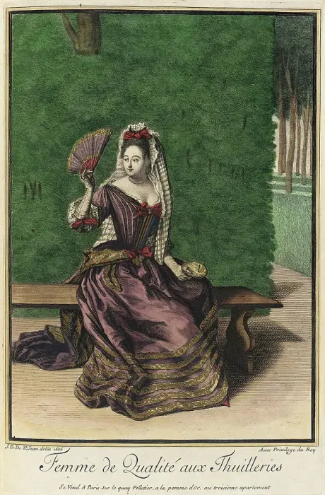 Framed Print : Recueil des modes de la cour de France, Femme de Qualité aux Thuilleries, 1686. Creator: Jean de Dieu Framed Print : Recueil des modes de la cour de France, Femme de Qualité aux Thuilleries, 1686. Creator: Jean de Dieu