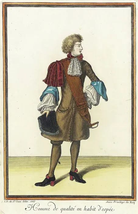 Framed Print : Recueil des modes de la cour de France, Homme de Qualité en Habit d'Espée, 1683. Creator: Jean de Dieu Framed Print : Recueil des modes de la cour de France, Homme de Qualité en Habit d'Espée, 1683. Creator: Jean de Dieu