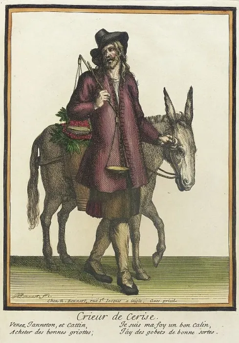 Framed Print : Recueil des modes de la cour de France, Crieur de Cerise, after 1674. Creator: Henri Bonnart Framed Print : Recueil des modes de la cour de France, Crieur de Cerise, after 1674. Creator: Henri Bonnart