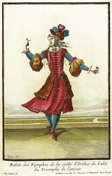 Framed Print : Recueil des modes de la cour de France, Habits des Nymphes de la Suitte d'Orithie du... 1703-04. Creators: Jean Berain, Jean Lepautre, Jacques Le Pautre Framed Print : Recueil des modes de la cour de France, Habits des Nymphes de la Suitte d'Orithie du... 1703-04. Creators: Jean Berain, Jean Lepautre, Jacques Le Pautre