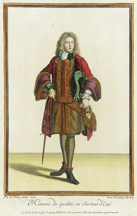 Framed Print : Recueil des modes de la cour de France, Homme de Qualité en Surtout d'Esté, 1684. Creator: Jean de Dieu Framed Print : Recueil des modes de la cour de France, Homme de Qualité en Surtout d'Esté, 1684. Creator: Jean de Dieu