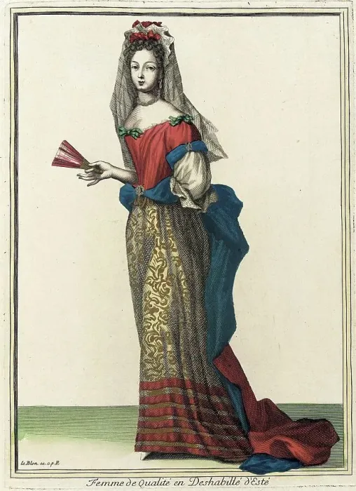Framed Print : Recueil des modes de la cour de France, Femme de Qualité en Deshabillé d'Esté, Bound 1703-1704. Creator: Jean I Leblond Framed Print : Recueil des modes de la cour de France, Femme de Qualité en Deshabillé d'Esté, Bound 1703-1704. Creator: Jean I Leblond