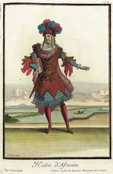 Recueil des modes de la cour de France, Habit d'Africain, Bound 1703-1704. Creators: Jean Lepautre, Jean Berain, Jacques Le Pautre