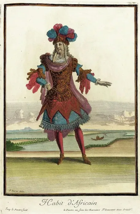 Framed Print : Recueil des modes de la cour de France, Habit d'Africain, Bound 1703-1704. Creators: Jean Lepautre, Jean Berain, Jacques Le Pautre Framed Print : Recueil des modes de la cour de France, Habit d'Africain, Bound 1703-1704. Creators: Jean Lepautre, Jean Berain, Jacques Le Pautre