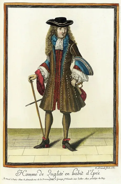 Framed Print : Recueil des modes de la cour de France, Homme de Qualité en Habit d'Epée, 1687. Creator: Nicolas Arnoult Framed Print : Recueil des modes de la cour de France, Homme de Qualité en Habit d'Epée, 1687. Creator: Nicolas Arnoult