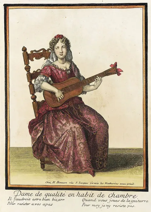 Framed Print : Recueil des modes de la cour de France, Dame de Qualité en Habit de Chambre, Bound 1703-1704;. Creator: Henri Bonnart Framed Print : Recueil des modes de la cour de France, Dame de Qualité en Habit de Chambre, Bound 1703-1704;. Creator: Henri Bonnart