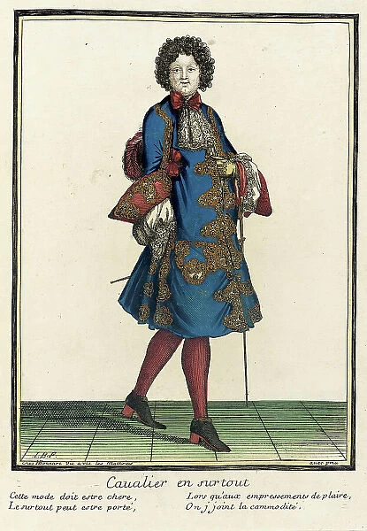 Recueil des modes de la cour de France, Cavalier en Surtout, Bound 1703-1704. Creator: Henri Bonnart