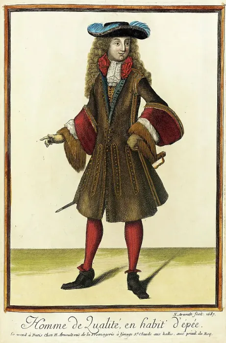 Framed Print : Recueil des modes de la cour de France, Homme de Qualité, en Habit d'Épée, 1687. Creator: Nicolas Arnoult Framed Print : Recueil des modes de la cour de France, Homme de Qualité, en Habit d'Épée, 1687. Creator: Nicolas Arnoult