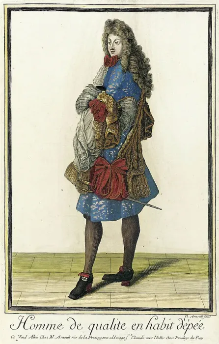 Framed Print : Recueil des modes de la cour de France, Homme de Qualite en Habit d'Êpée, between c1683 and c1688. Creator: Nicolas Arnoult Framed Print : Recueil des modes de la cour de France, Homme de Qualite en Habit d'Êpée, between c1683 and c1688. Creator: Nicolas Arnoult