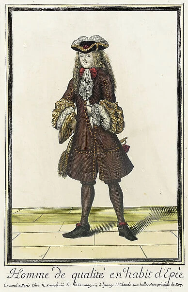 Recueil des modes de la cour de France, Homme de Qualité en Habit d'Epée, between 1678 and 1681. Creator: Nicolas Arnoult